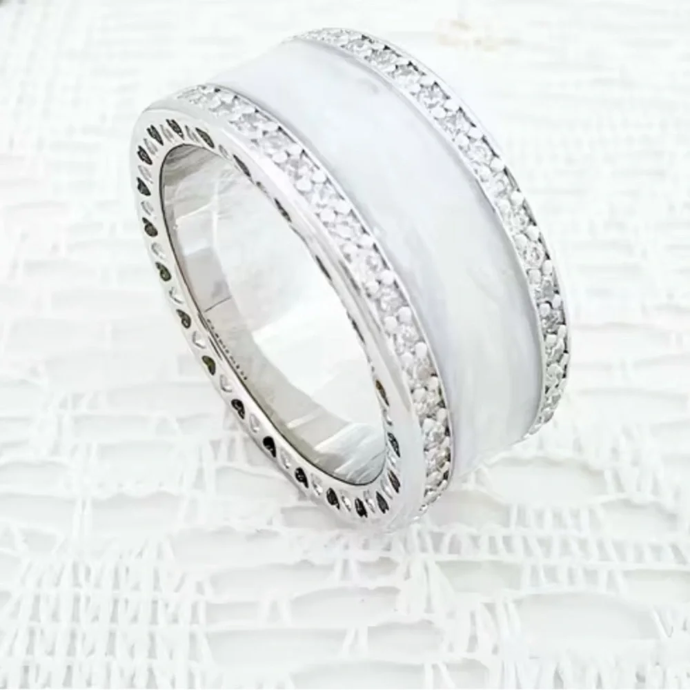 Elegant 925 Sterling Silvery Wide Band Ring - Picture 2 of 2
